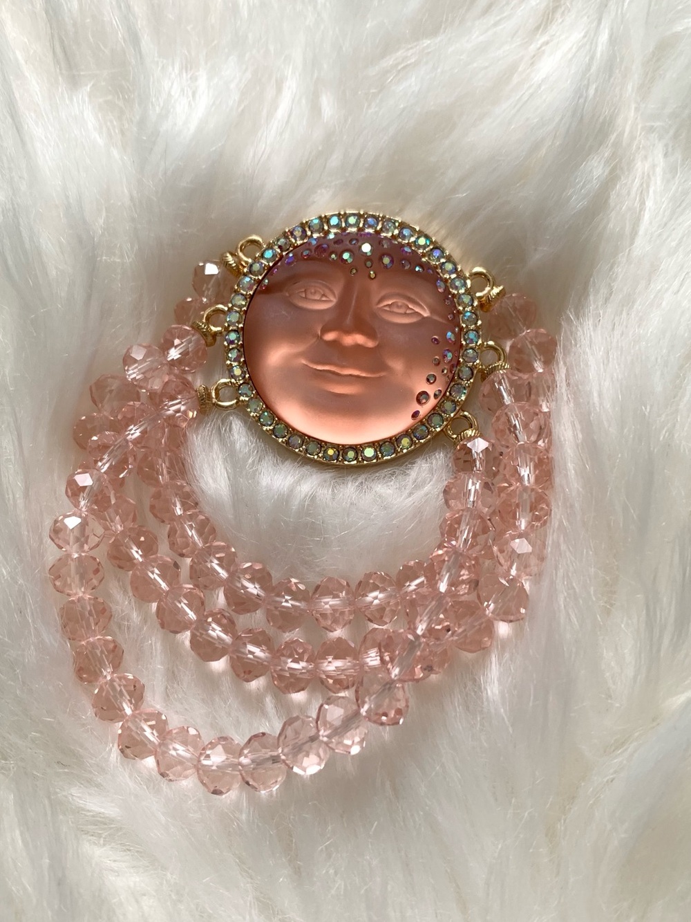Kirk’s Folly Baby Pink Moon Face Vintage/Retro Style Bracelet - Picture 4 of 5